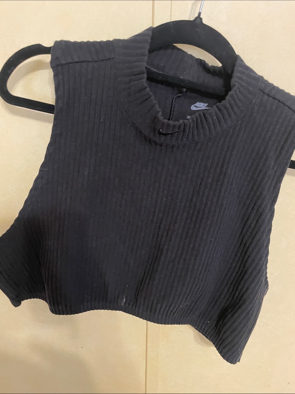 Nike Black Ribbed Sleeveless Crop Top